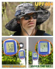 pewjury wide-brim solar fan hat top mesh vent enhances breathability on hot days