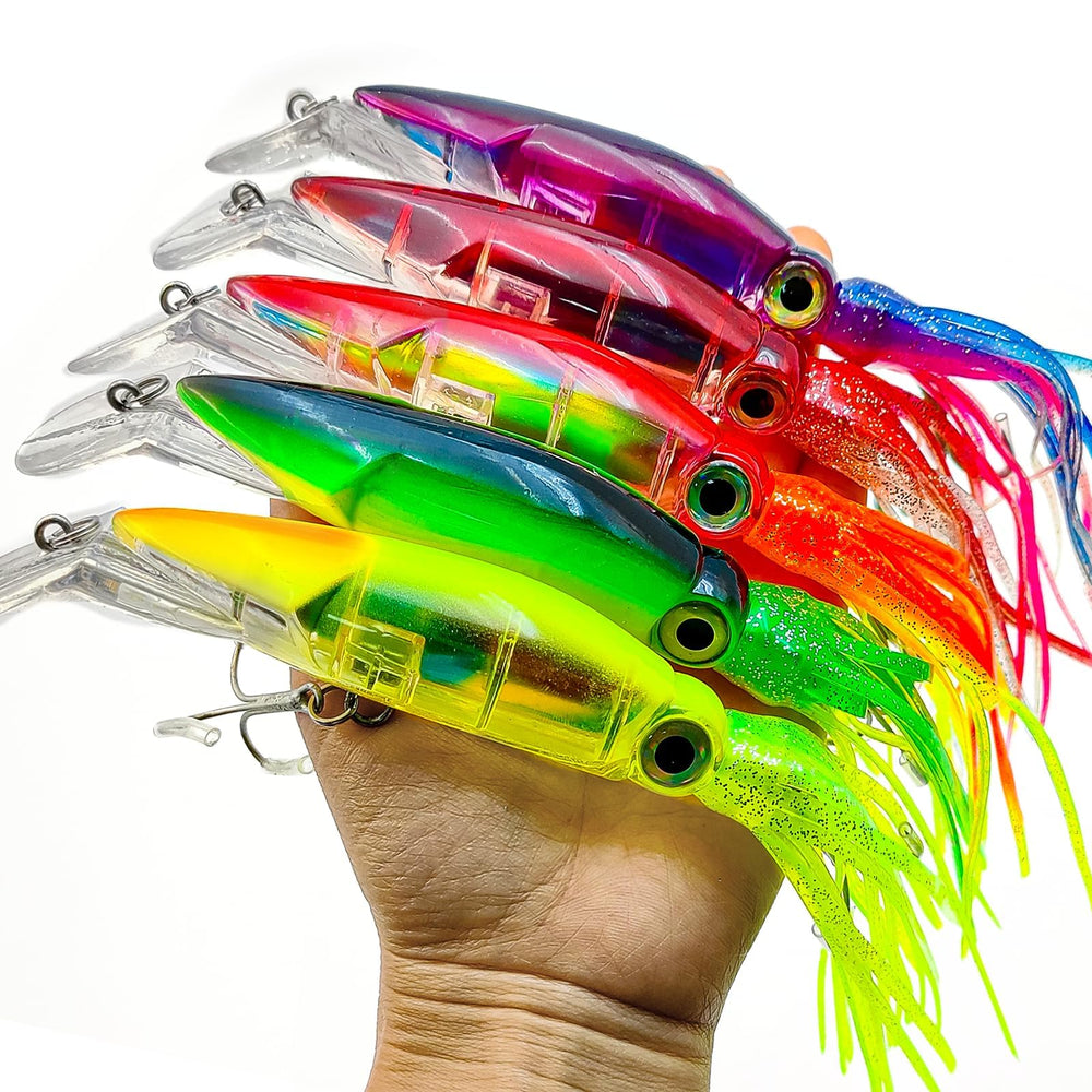 Pfeibk 5pcs saltwater squid lures – color 1