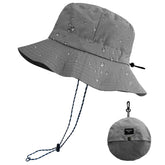 PFFY Quick-Dry Waterproof Packable Bucket Hat Grey front view