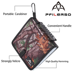 Binder opened to reveal internal mesh pocket for hooks and weights