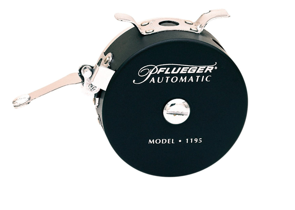 Pflueger Automatic Fly Reel 44385 with right-hand handle enables hands-free operation on the water.
