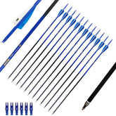 PG1ARCHERY 30-inch carbon arrow with white-blue 3-inch vanes for stable flight.