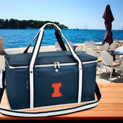 Illini cooler folded flat shows space-saving storage for easy transport