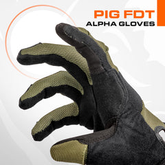 PIG Alpha gloves touchscreen compatibility close-up demonstrates responsive index and thumb for device use