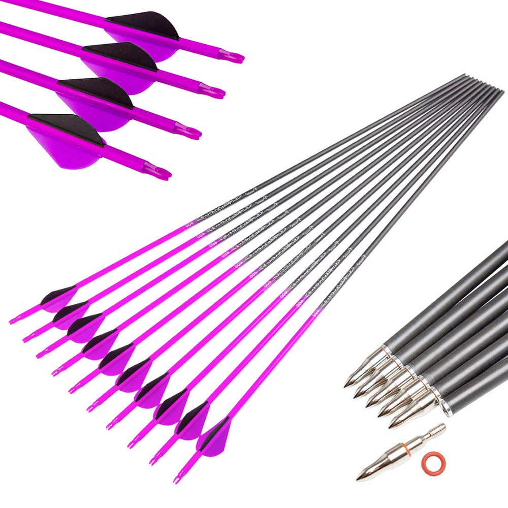 Pinals Archery 30in arrows with purple 400 spine for consistent target practice