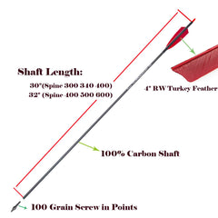 Pinals Archery carbon arrow, 30-inch spine 340 for stable flight