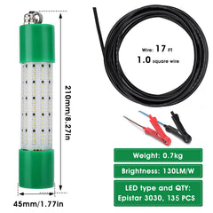 Six-sided 360-degree underwater fishing light in action