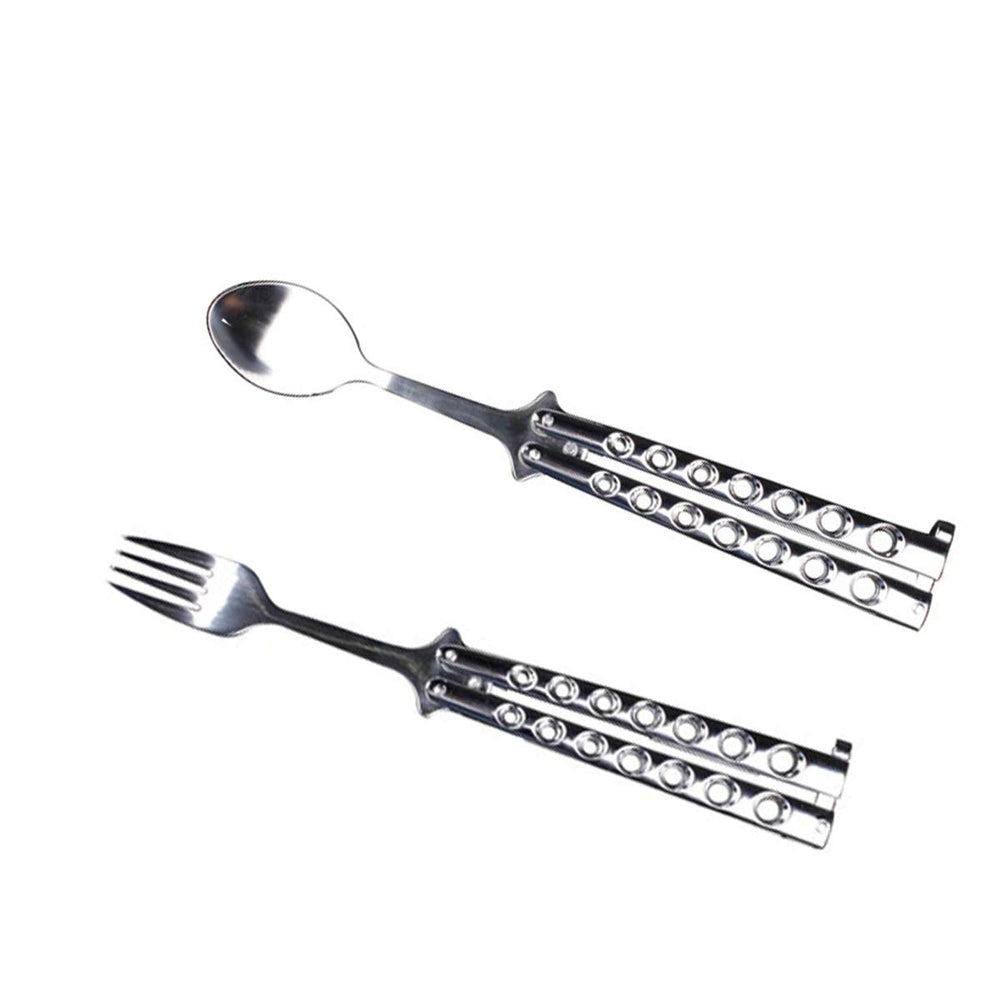 PinbWD butterfly fork and spoon overview for outdoor meals.