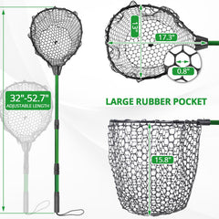PinbWD rubber net close-up highlighting fish-friendly snag resistance.