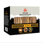 Pine Mountain StarterStikk fatwood sticks ready to ignite a campfire quickly.