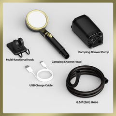 PineVoy portable shower with Type-C charging supports easy recharging anywhere.