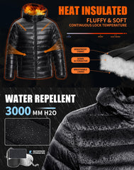 Pioneer Camp puffer jacket water-resistant coating protects against light rain.