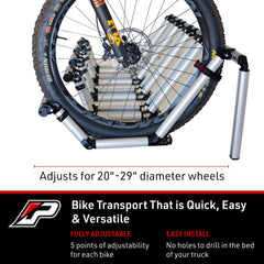 Pipeline Racks front-tire-removal-free loading demonstrates quick, tool-free mounting.