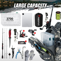 Piscifun 1000D water-resistant nylon fabric shields gear from rain and splashes.