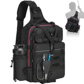 Piscifun 30L tackle backpack with water holder demonstrates organized storage for on-water hydration.