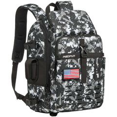 Piscifun fishing tackle backpack front view with accessible gear compartments for quick on-water access.