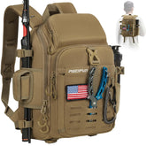 Piscifun fishing tackle backpack with rain cover protects gear in wet weather
