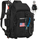 Piscifun fishing tackle backpack with rod holder keeps gear organized on trips.