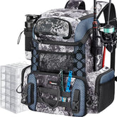 Piscifun fishing tackle backpack in camouflage with water-resistant shell for outdoor use