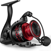 Piscifun Flame spinning reel with black body and red spool for lightweight freshwater fishing