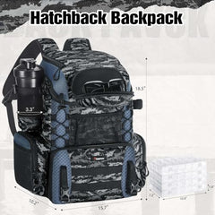 Piscifun Hatchback Backpack main compartment showcases spacious storage for tackle and gear organization.