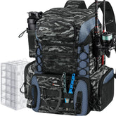 Piscifun Hatchback Backpack waterproof rain cover highlights weather-ready protection for fishing days.