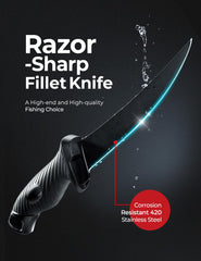 Pro fillet knife with ergonomic handle and sheath