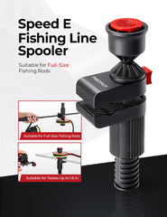 Speed E line spooler with stepless adjustment and quick release button