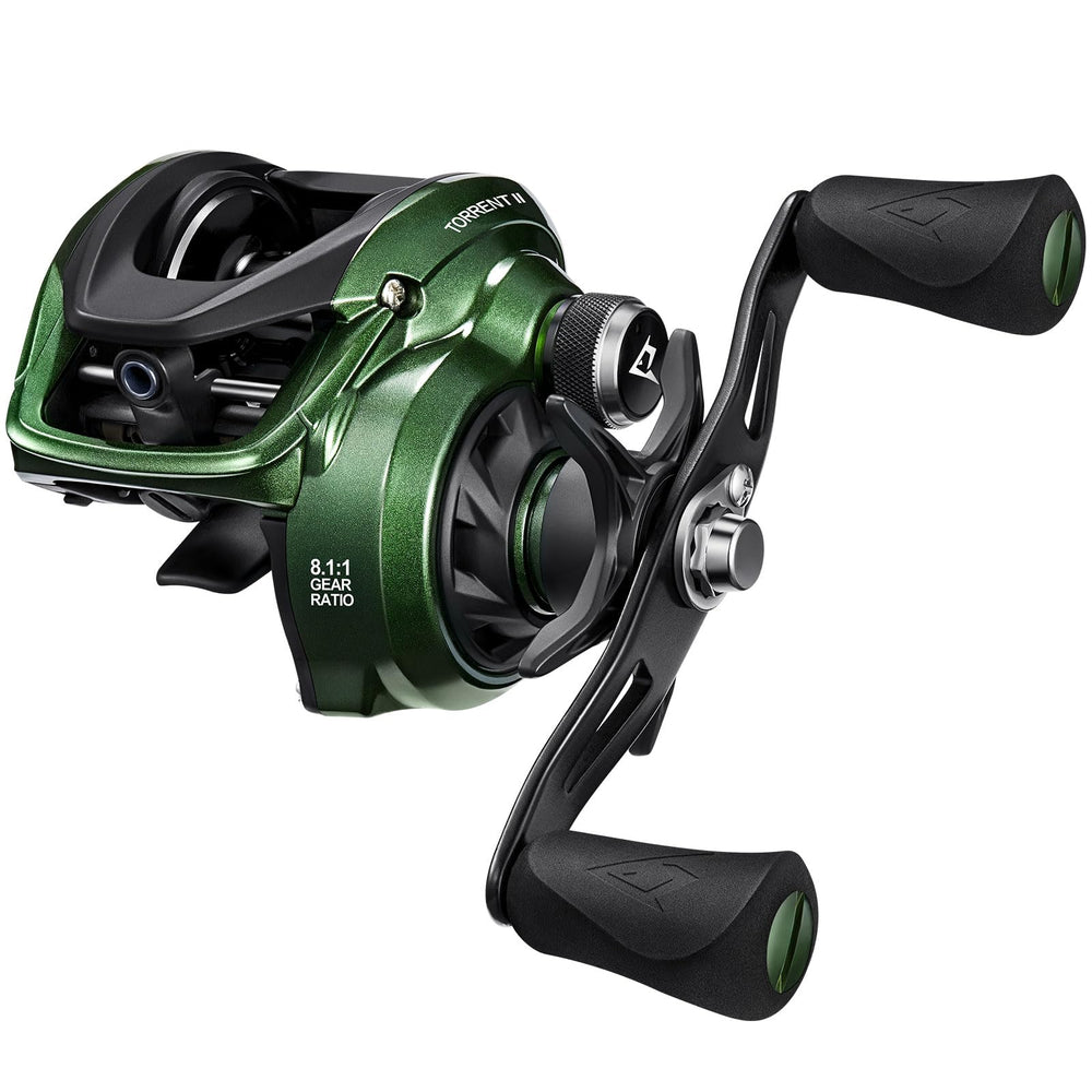 Piscifun Torrent II baitcaster close-up highlights durable matte body for reliable casting