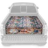Pittman Outdoors AirBedz camouflage truck bed setup around wheel wells for full-bed comfort