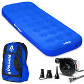 Pittman Outdoors kids air mattress blue deluxe setup for sleepovers and camping comfort.