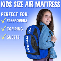 Pittman Outdoors kids air mattress built-in pillow detail for quick restful nights.