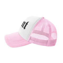 Piuuixe Cunt Funny Adjustable Mesh Trucker Hat Pink, back view with adjustable buckle.