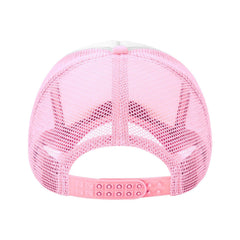 Piuuixe Cunt Funny Adjustable Mesh Trucker Hat Pink, close detail stitching.
