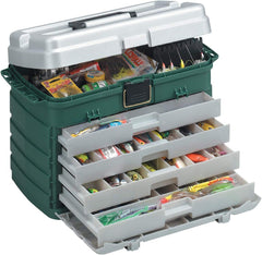 Plano 4-drawer tackle box in green metallic and silver finish