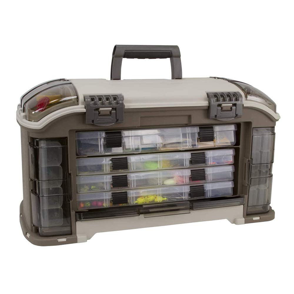 Plano 787 Angled Guide Series Stowaway cover shows easy-access organization for lures.
