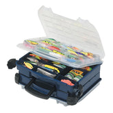 Plano double cover tackle organizer with blue/clear lid showing up to 208 compartments for fishing gear