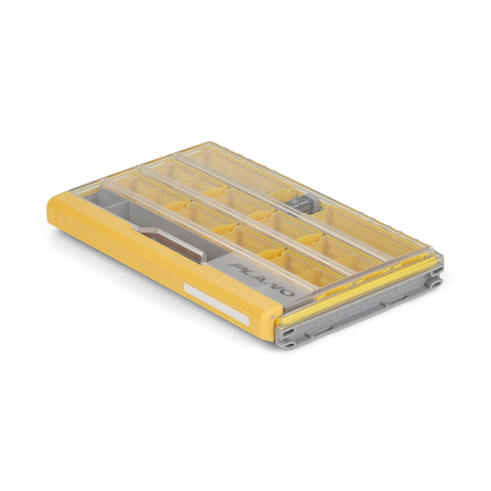 Plano EDGE 3600 tackle tray lid open for quick content visibility and access.