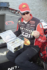Three adjustable spinnerbait racks organize up to 72 baits in Plano Hydro-Flo.