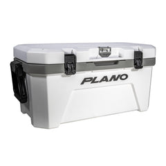 Plano Frost 32-quart cooler side view highlights sturdy construction for outdoor use.