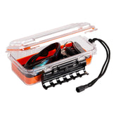 Plano Guide Series 3500 field box orange side view showing rugged waterproof casing.