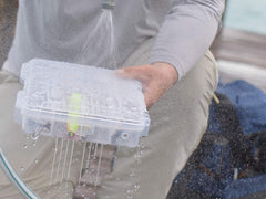 Plano Hydro Flo Box 43620-0 open compartments highlighting adjustable organization.