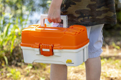 Plano Ready-Set-Fish 2-Tray Box showing starter tackle ready for fishing trips.