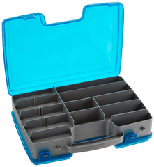Plano tackle box interior with ten removable dividers enabling flexible storage.