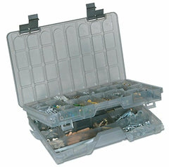 Plano two-tier stowaway 3700 smoke top view for compact tackle organization.