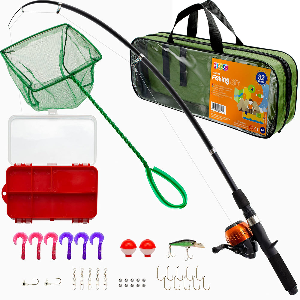 Play22 kids fishing pole 65-inch telescopic rod with spincast reel