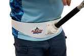 PlayAction B100L belt snapped around the hip for secure rod handling.