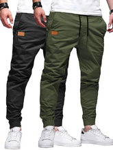 PLEPAN mens cargo joggers black front view highlighting breathable comfort for daily wear.