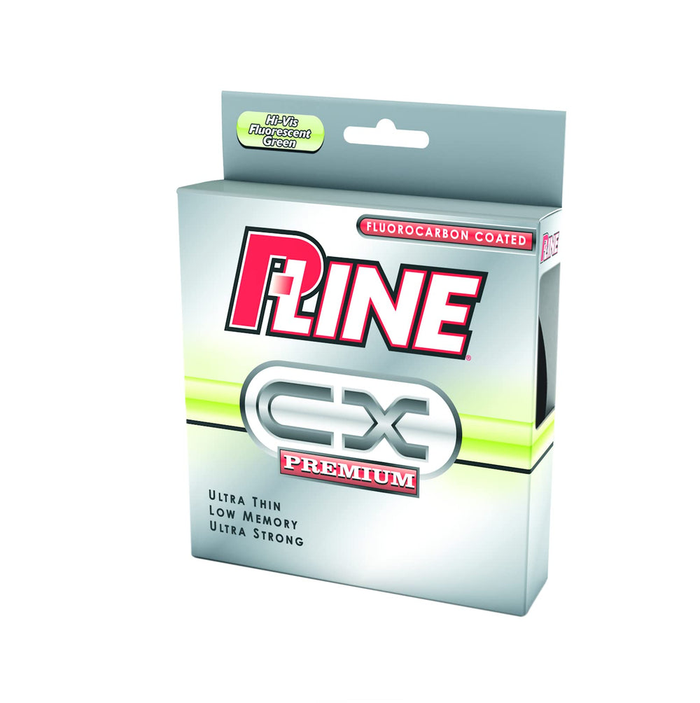 P-Line CX Premium fluorocarbon-coated filler spool with high-visibility line for sensitive strike detection.