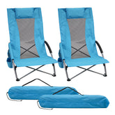 PLKO high back beach chair 2-pack opened for sturdy seaside lounging.